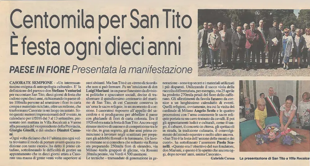Ritaglio di giornale 19-07-2016 - San Tito Casorate Sempione