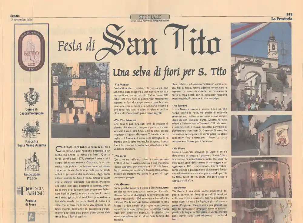 Ritaglio di giornale del 16-09-2006 - San Tito Casorate Sempione